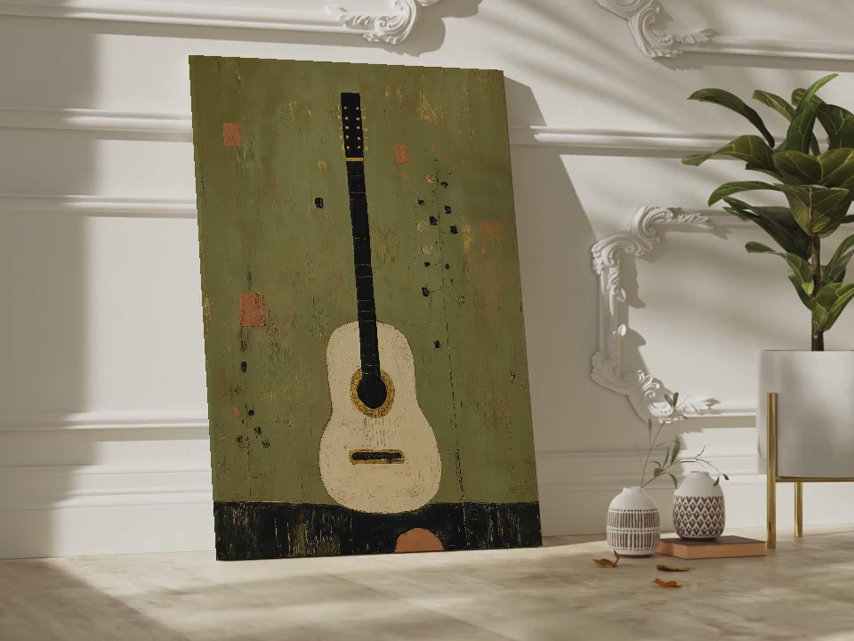 Green Guitar Painting